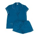 Teal Silk Crepe Peony Pyjamas